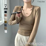 キャメル | ウエストマーク ベロア 大Uネックトップス | Carpe diem
