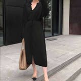 Vネックニットワンピース ウエストリボン付き ロング丈ワンピ | Carpe diem | 詳細画像10 