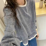 ギンガムチェック レーストリム シャツブラウス | Carpe diem | 詳細画像4 