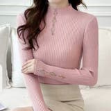 ピンク | ビジュー付きニット トップス リブニット | Carpe diem