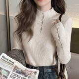 ビジュー付きニット トップス リブニット | Carpe diem | 詳細画像1