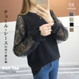 ブラック | チュール袖ニット 切替シアー トップスニット | Carpe diem