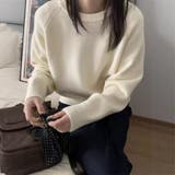 オフホワイト | ベーシックニット トップス やわらか | Carpe diem