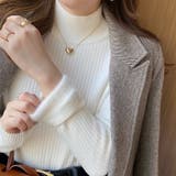 ホワイト | 裏起毛ニットトップス 厚手ニット リブニット | Carpe diem