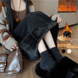 ブラック | 裏起毛スカート コーデュロイスカート バックスリット秋冬 | Carpe diem