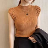 キャラメル | ボリューム袖 サマーニットトップス ハイネックニット | Carpe diem