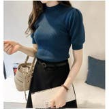 ブルー | サマーニット トップス パフショルダーニット | Carpe diem