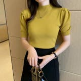 イエロー | サマーニット トップス パフショルダーニット | Carpe diem