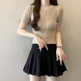 ボタン付きショート丈ニットトップス サマーニット 半袖ニット | Carpe diem | 詳細画像4