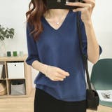 ネイビー | ニットトップス 半袖 サマーニット半袖 | Carpe diem