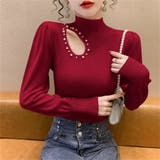 ニット長袖 パール付き パフスリーブニット | Carpe diem | 詳細画像7