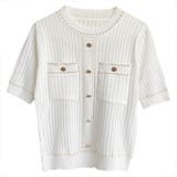 透かし編みニット 半袖トップス エレガント | Carpe diem | 詳細画像8