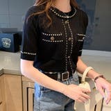 透かし編みニット 半袖トップス エレガント | Carpe diem | 詳細画像5