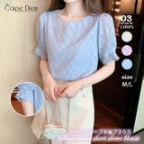 ブルー | シフォン半袖 夏トップス シアーブラウス | Carpe diem