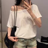 オフショルダー風半袖 ドロップショルダーTシャツ トップス | Carpe diem | 詳細画像2