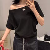 オフショルダー風半袖 ドロップショルダーTシャツ トップス | Carpe diem | 詳細画像7