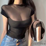 ブラック | シアートップス 半袖シアーカットソー 夏トップス | Carpe diem