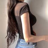 シアートップス 半袖シアーカットソー 夏トップス | Carpe diem | 詳細画像5 