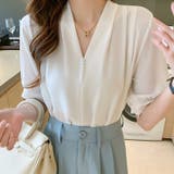 シャツ半袖 ブラウス半袖 パール付きトップス | Carpe diem | 詳細画像6