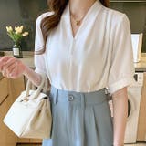 シャツ半袖 ブラウス半袖 パール付きトップス | Carpe diem | 詳細画像7