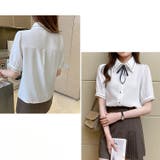 シャツブラウス半袖 ボウタイブラウス 襟付きブラウス | Carpe diem | 詳細画像10