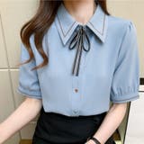 シャツブラウス半袖 ボウタイブラウス 襟付きブラウス | Carpe diem | 詳細画像2