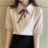 シャツブラウス半袖 ボウタイブラウス 襟付きブラウス | Carpe diem | 詳細画像4