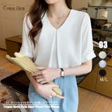 ホワイト | シャツブラウス半袖 Vネック ブラウス | Carpe diem