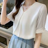 シャツブラウス半袖 Vネック ブラウス | Carpe diem | 詳細画像1