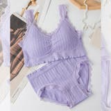 パープル | ノンワイヤー ブラジャー ブラ&ショーツセット | Carpe diem