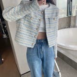 ノーカラー ツイード風 ジャケット | Carpe diem | 詳細画像3 