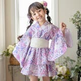 小花柄猫ライラック[16] | ファスナーで楽々！着崩れしないワンピース浴衣ドレス キッズ 女の子 | Catherine Cottage