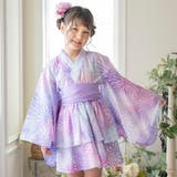 水彩花火・紫帯[17] | ファスナーで楽々！着崩れしないワンピース浴衣ドレス キッズ 女の子 | Catherine Cottage