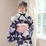 あやめブラック[20] | 背中ファスナー シワ兵児帯一体型ゆかた 浴衣 | Catherine Cottage