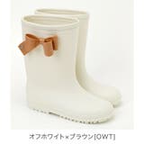 オフホワイト×ブラウン[OWT] | サイドリボン レインブーツ 長靴 キッズ 女の子 ジュニア | Catherine Cottage