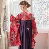 紅桃着物×本紫袴[PK] | 着付け簡単袴セット 卒業式 卒園式 | Catherine Cottage