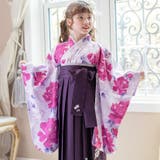 猫と芍薬紫×本紫袴[E2] | 着付け簡単袴セット 卒業式 卒園式 | Catherine Cottage