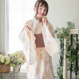 水彩花柄アプリコット[ORA6] | ワンピースにもなる浴衣キッズ浴衣 新作セール キッズ | Catherine Cottage
