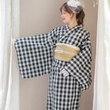 ギンガムブラック[BLK9] | ワンピースにもなる2wayレディース浴衣 2部式 2way | Catherine Cottage