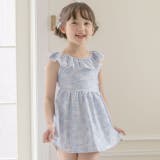 小花柄猫・ブルー[CBLU] | キッズ 女の子 水着 | Catherine Cottage