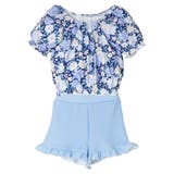 ピオニー・ネイビー[PNVYJJ] | パフ袖トップス＆フリルパンツ水着セット パフスリーブスイムウェア セパレート上下… | Catherine Cottage