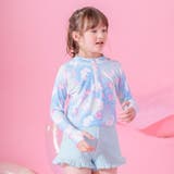 マリン猫・ブルー[MBLUJJ] | キッズ女の子水着 ラッシュガード&フリルパンツセット セパレート | Catherine Cottage