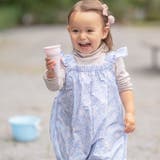 小花柄猫・ブルー[CBLU] | 撥水お砂場プレイウェア ベビー キッズ | Catherine Cottage