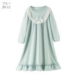 ブルー[BLU] | やわらか裏毛のヨークレースネグリジェ 長袖 パジャマ | Catherine Cottage