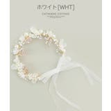 ホワイト[WHT] | ビジューフラワーティアラ リボンカチューシャ ヘッドドレス | Catherine Cottage