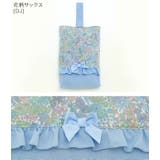 花柄サックス[DJ] | フラワープリント 上履き入れ 切り替えフリルリボン | Catherine Cottage