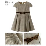 茶チェック[FJ] | シルエットが美しいキャップスリーブのきれいめワンピース ジャンスカ 女の子 | Catherine Cottage