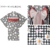 フラワーギンガム黒[24] | 背中ファスナー浴衣キッズ 女の子 和装 | Catherine Cottage