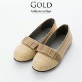 グリッター・ゴールド[GLD] | 子供フォーマルシューズ 靴 リボン付フラットシューズ | Catherine Cottage