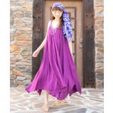 パープル | 【チャイハネ】yul ビーズ刺繍ロングキャミワンピース | アミナコレクション